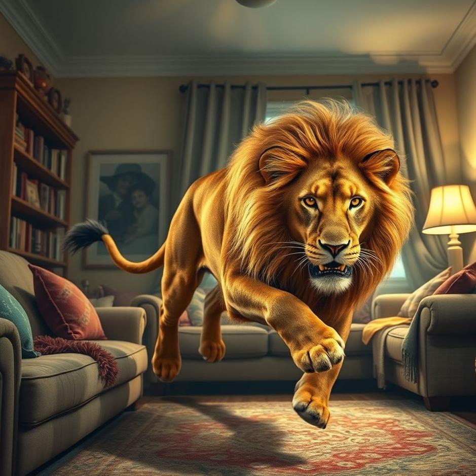 Dream Dictionary : A lion chasing you at home in a dream