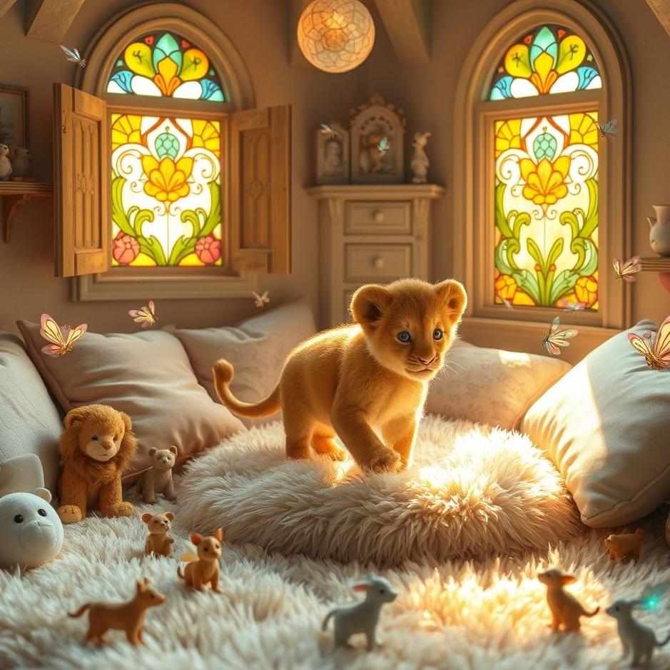 Dream : A lion cub at home in a dream