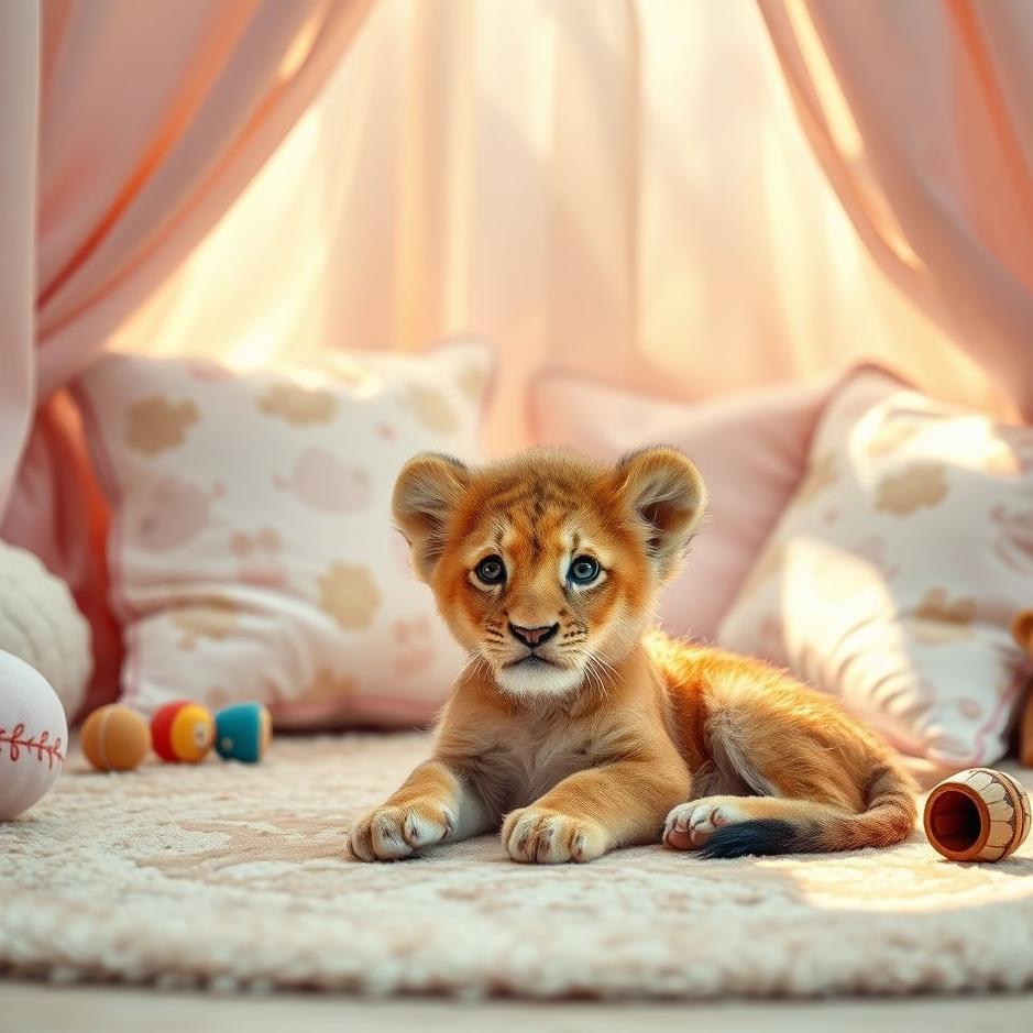Dream : A little lion cub at home in a dream