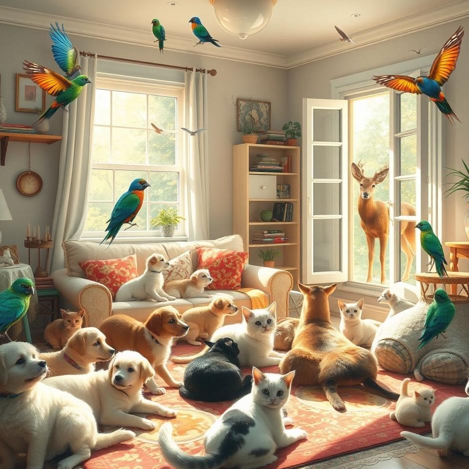 Dream : A lot of animals at home in a dream
