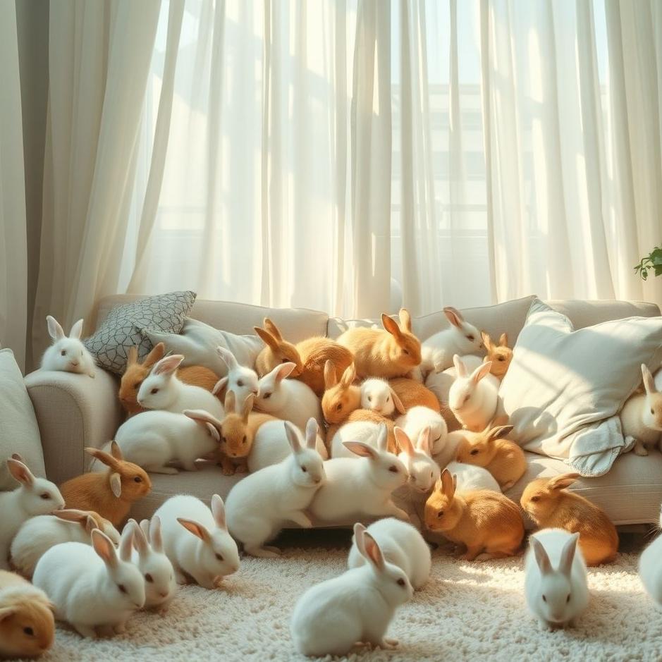 Dream : A lot of rabbits at home in a dream