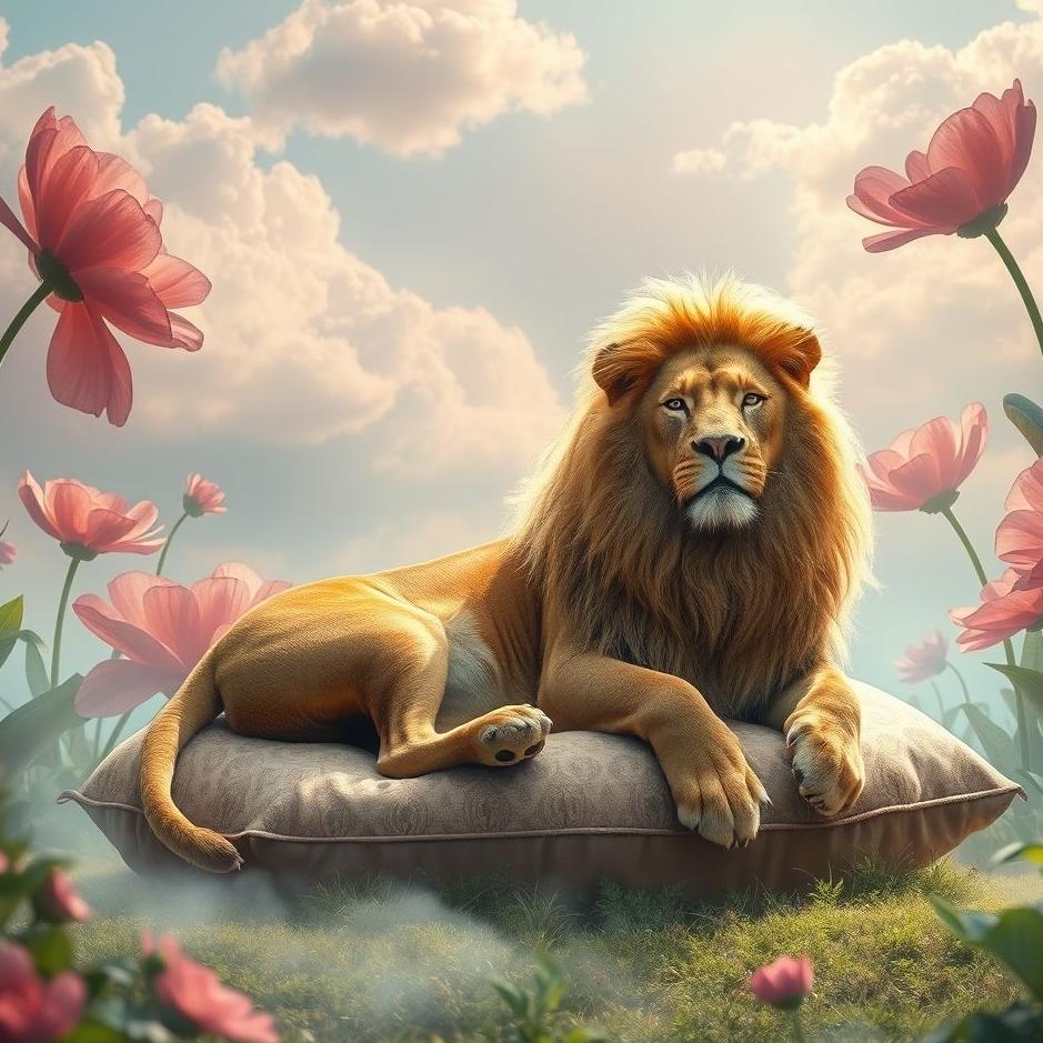 Dream : A male lion at home in a dream