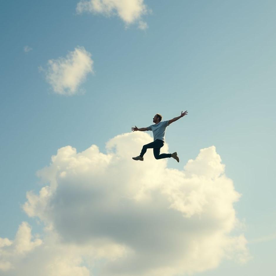 Dream : A man flying in the sky in a dream