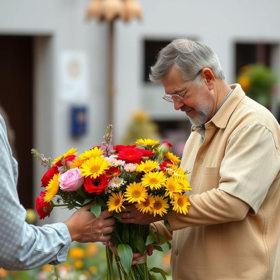 Dream : A man receiving flowers 
