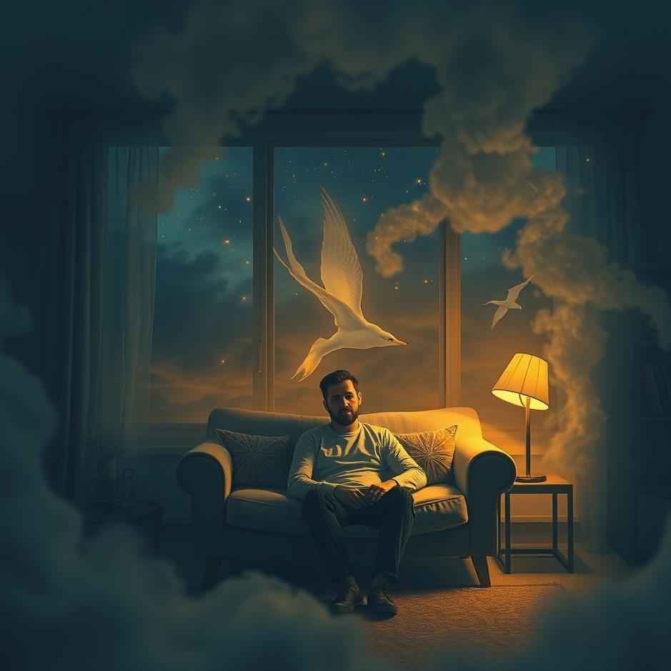 Dream : A man sitting at home in a dream