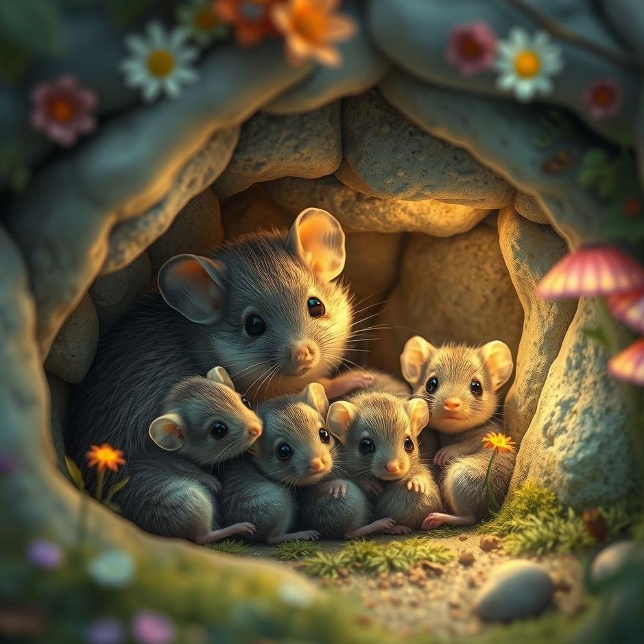Dream : A mouse and its offspring at home in a dream