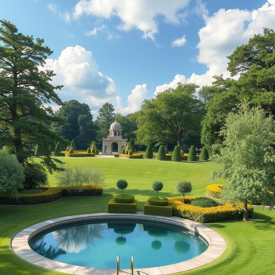 Dream : A park with a pool in a dream