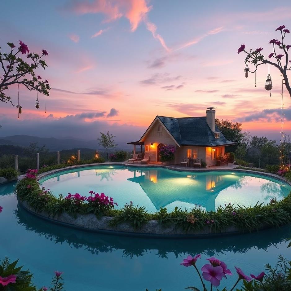 Dream : A pool around the house in a dream