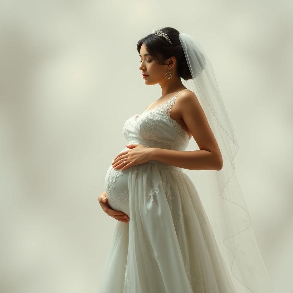 Dream : A pregnant woman in a wedding dress in a dream