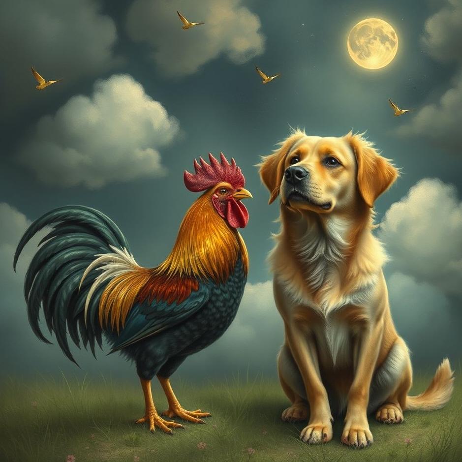 Dream : A rooster and a dog in a dream