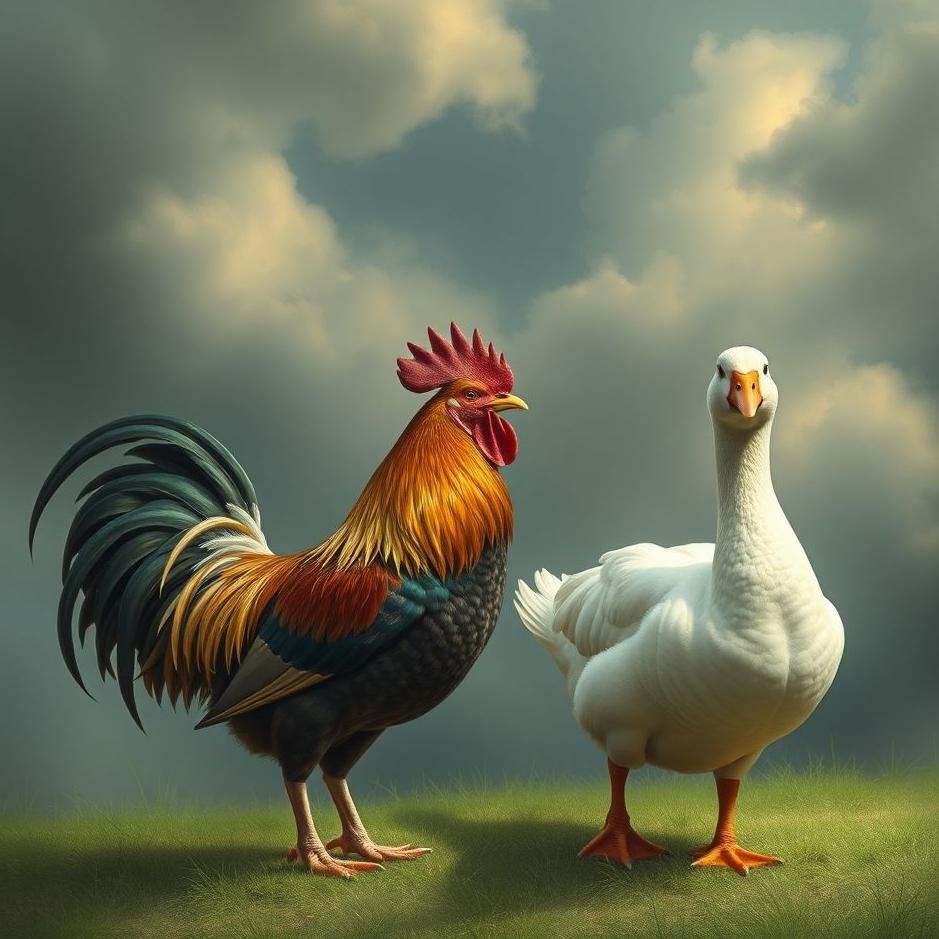 Dream : A rooster and a goose in a dream