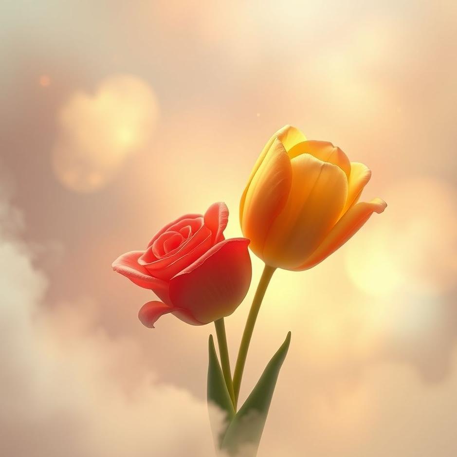 Dream : A rose and a tulip in a dream