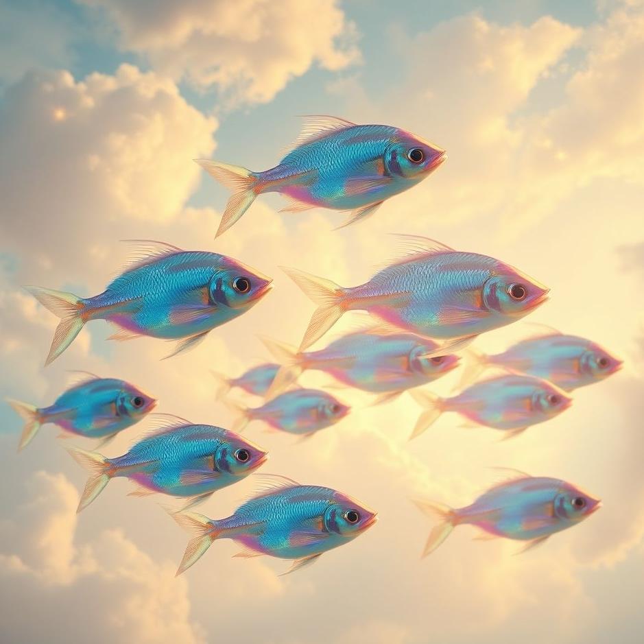 Dream : A school of fish in the sky in a dream