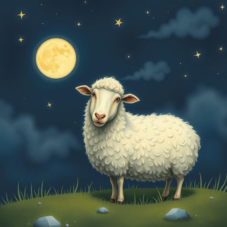 Dream : A sheep at night in a dream