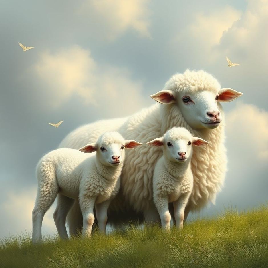 Dream : A sheep with twin lambs in a dream
