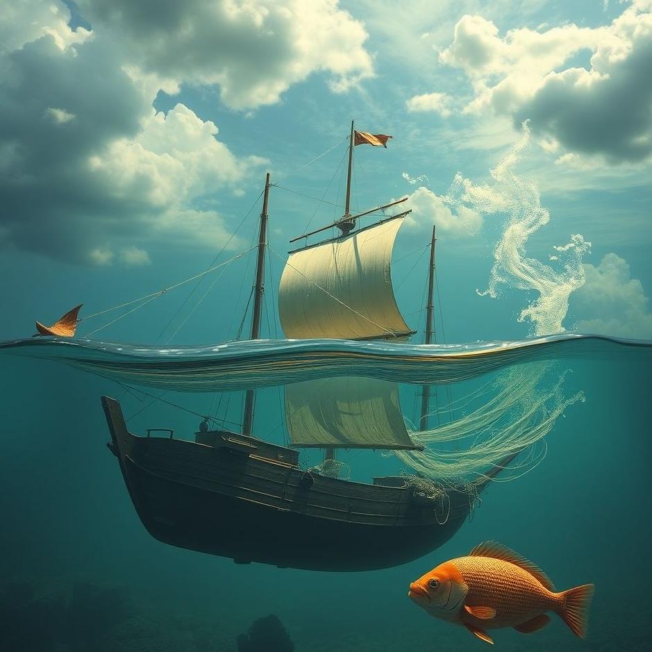 Dream : A ship and a fish in a dream