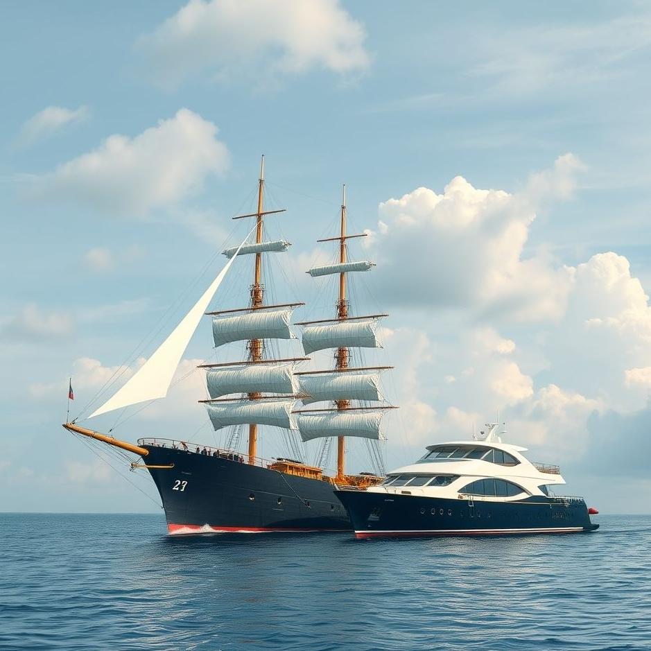 Dream : A ship and a yacht in a dream