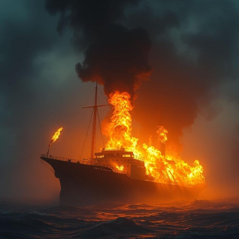 Dream : A ship fire in a dream
