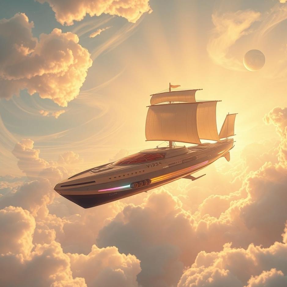 Dream : A ship flying in the sky in a dream