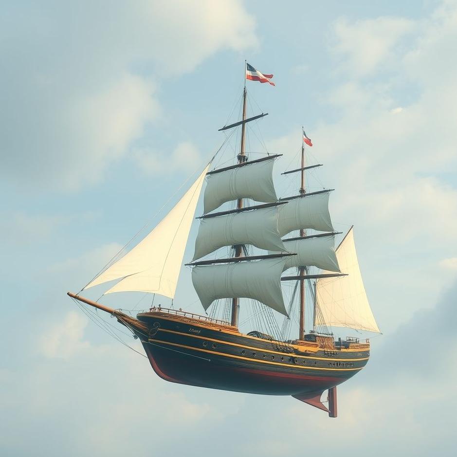 Dream : A ship hanging in the air in a dream