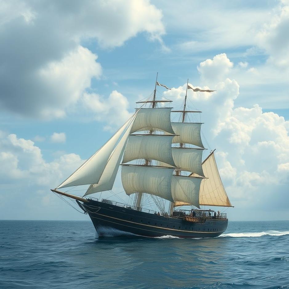 Dream : A ship traveling on the sea in a dream