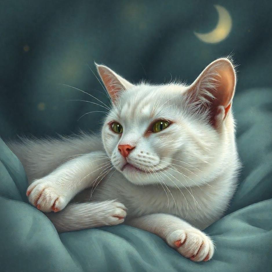 Dream : A sick white cat in a dream