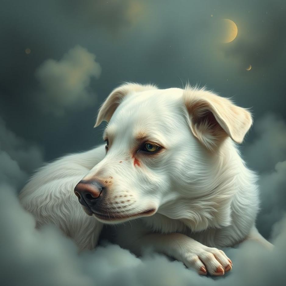 Dream : A sick white dog in a dream