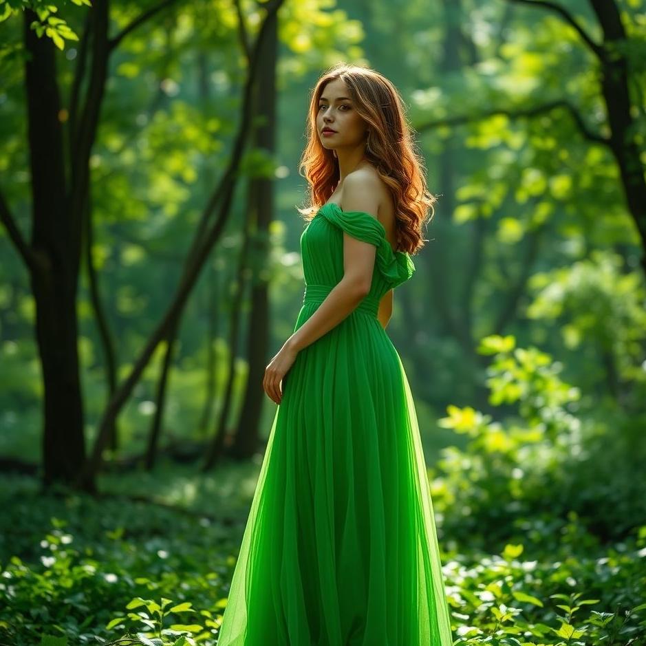 Dream : A single girl wearing a green dress 