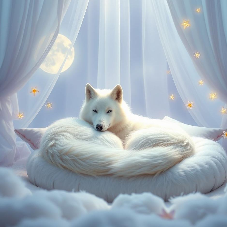 Dream : A small white wolf at home in a dream