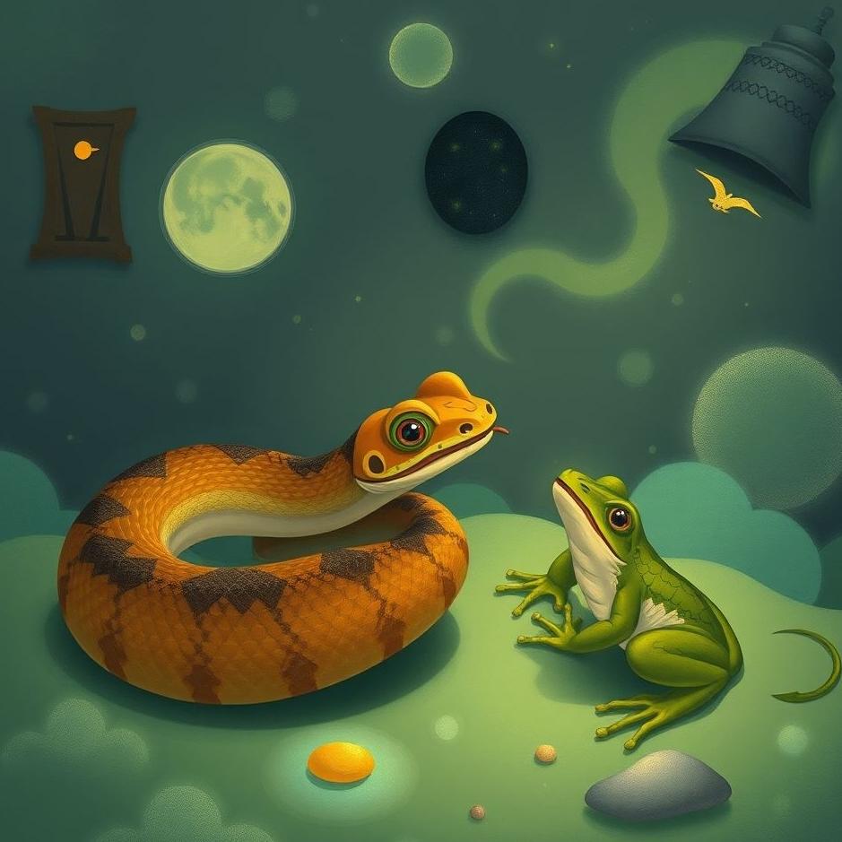 Dream : A snake and a frog at home in a dream