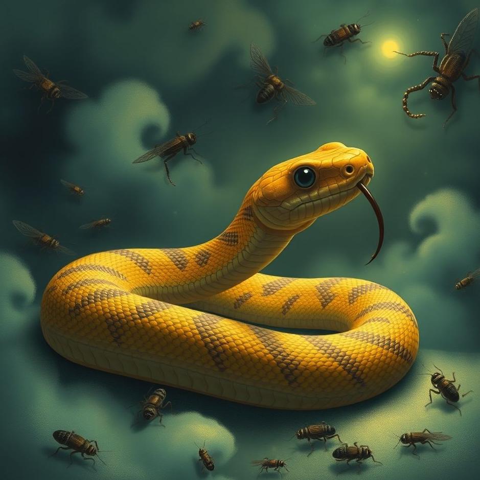 Dream : A snake and insects at home in a dream