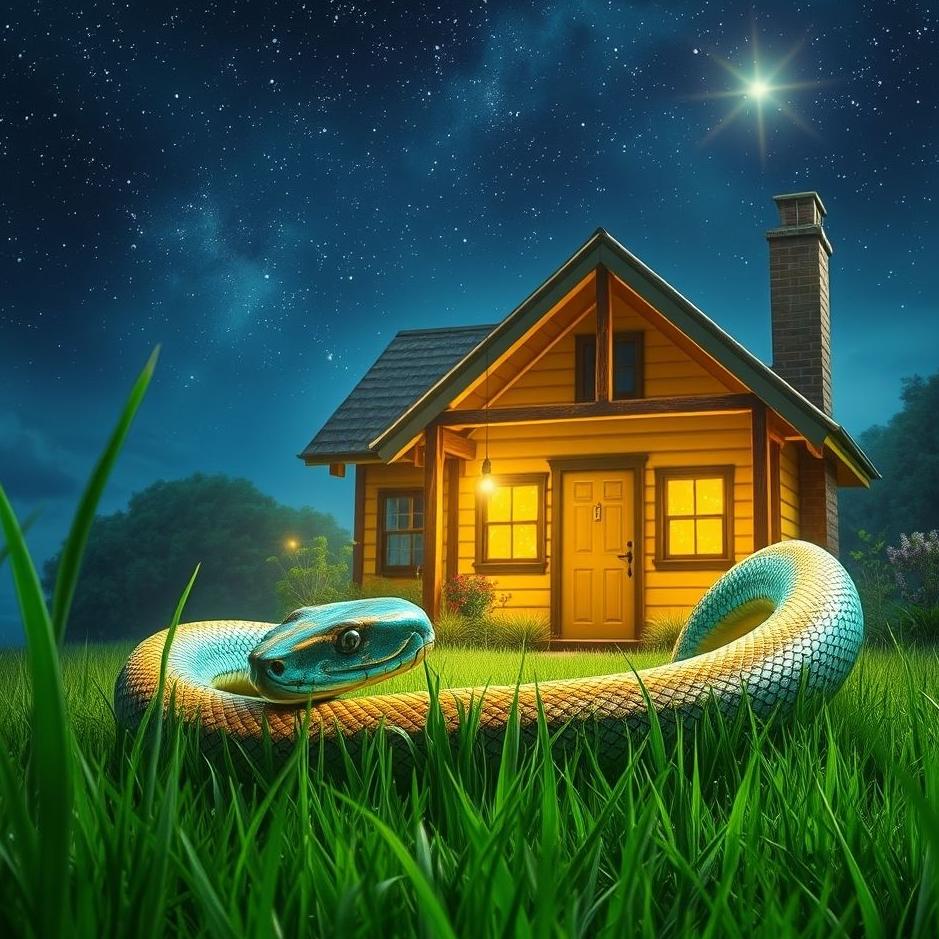 Dream : A snake in front of the house in a dream