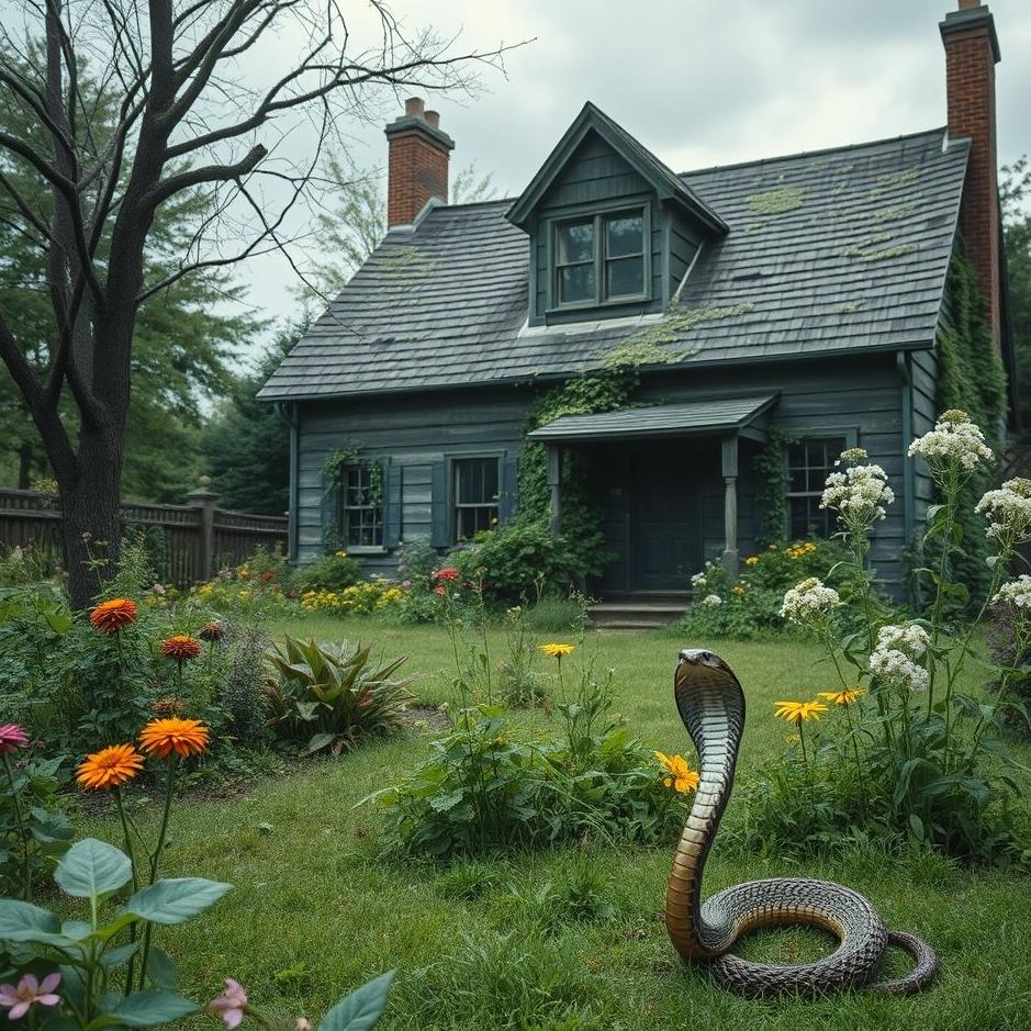 Dream : A snake in the garden of an old house in a dream
