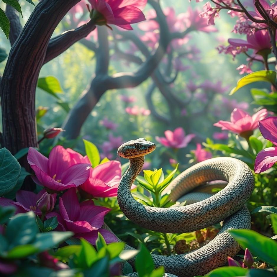 Dream : A snake in the garden of the house in a dream