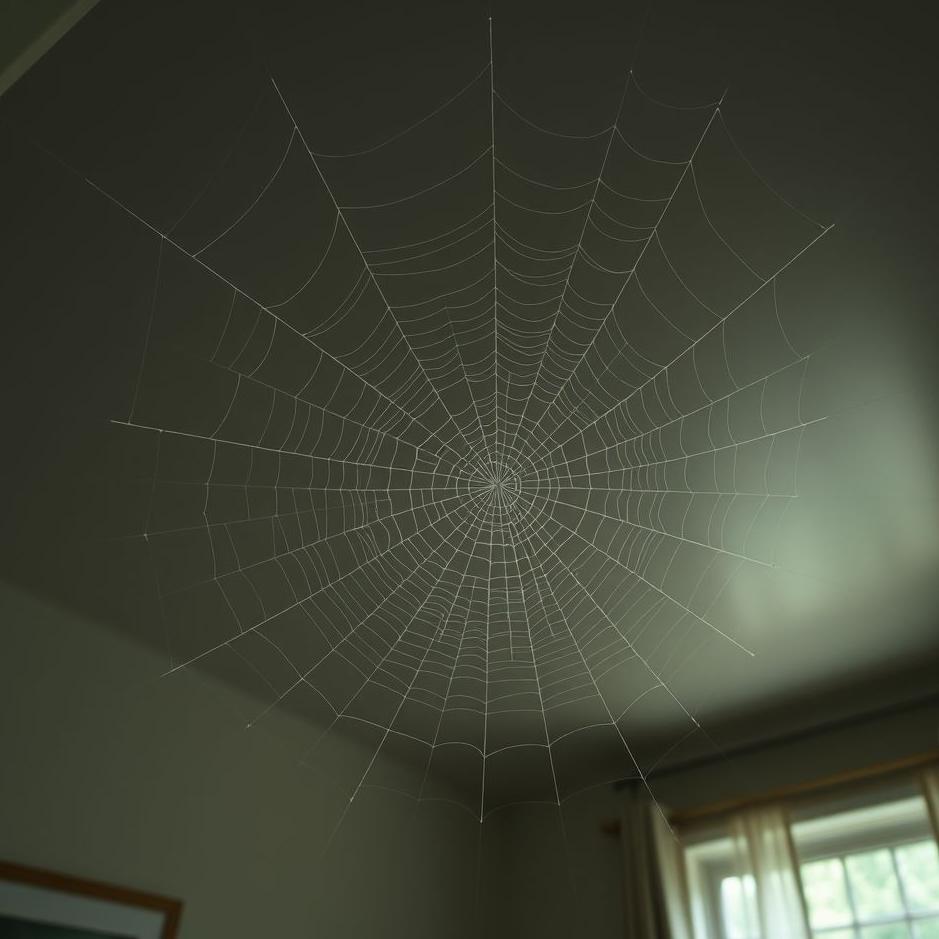 Dream : A spider web on the ceiling of the house in a dream