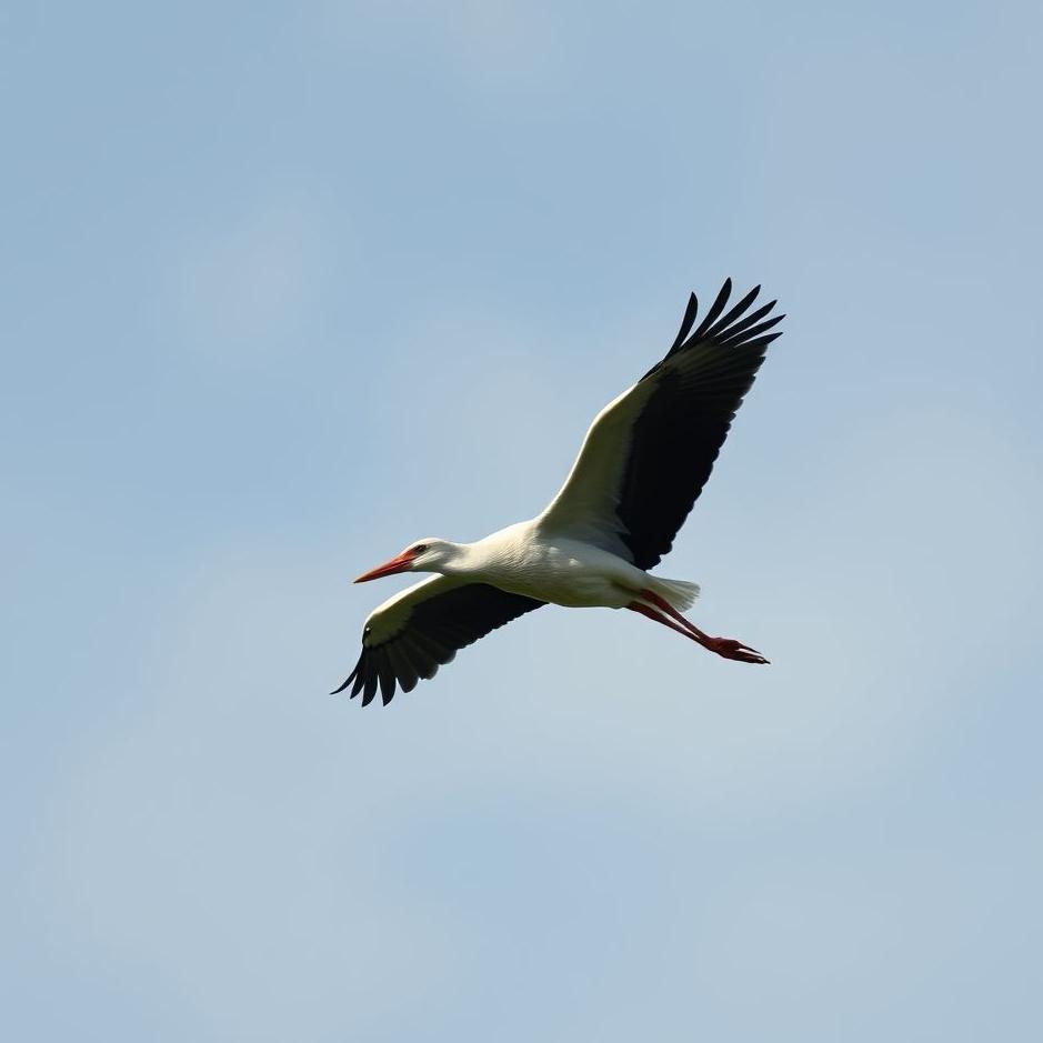 Dream : A stork flying in the air in a dream