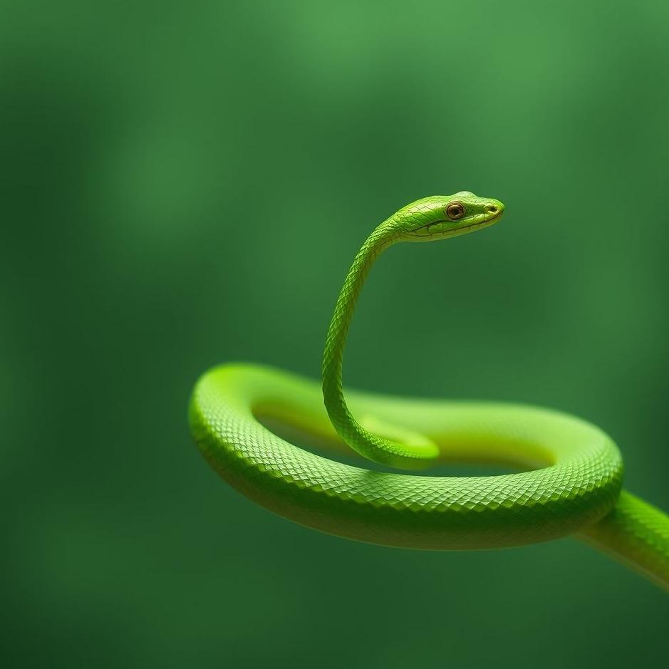 Dream : A thin and long green snake in a dream