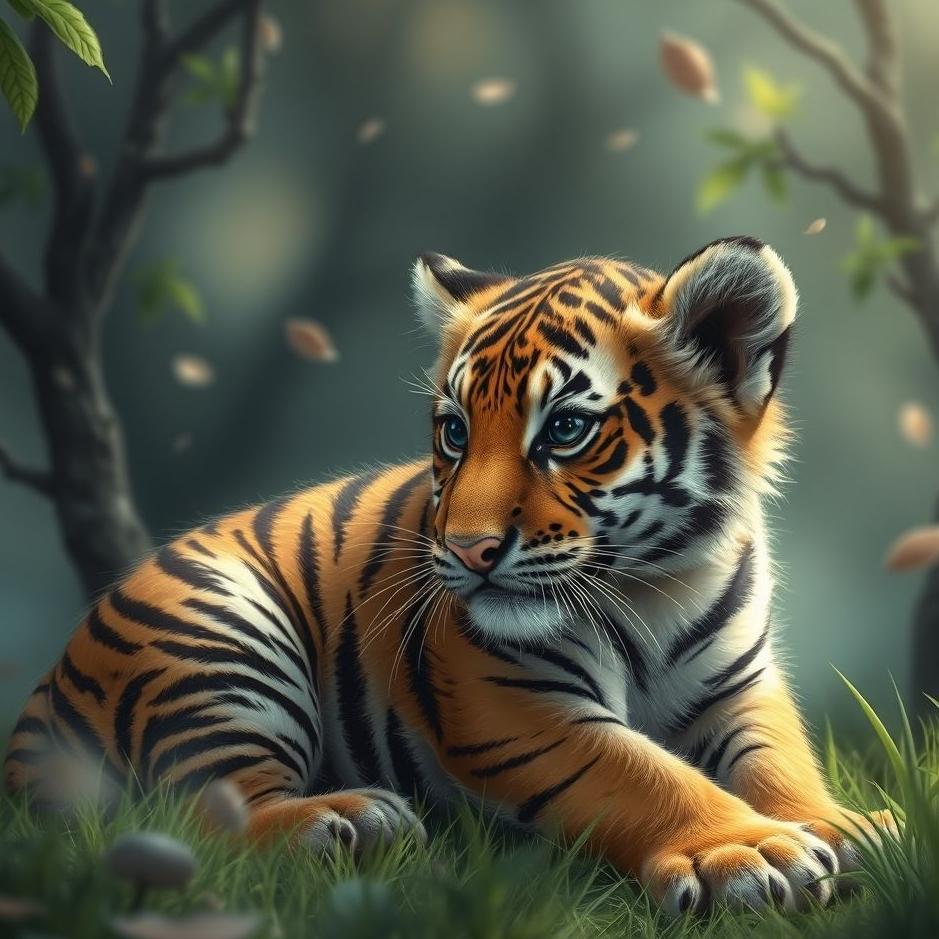 Dream : A tiger cub at home in a dream