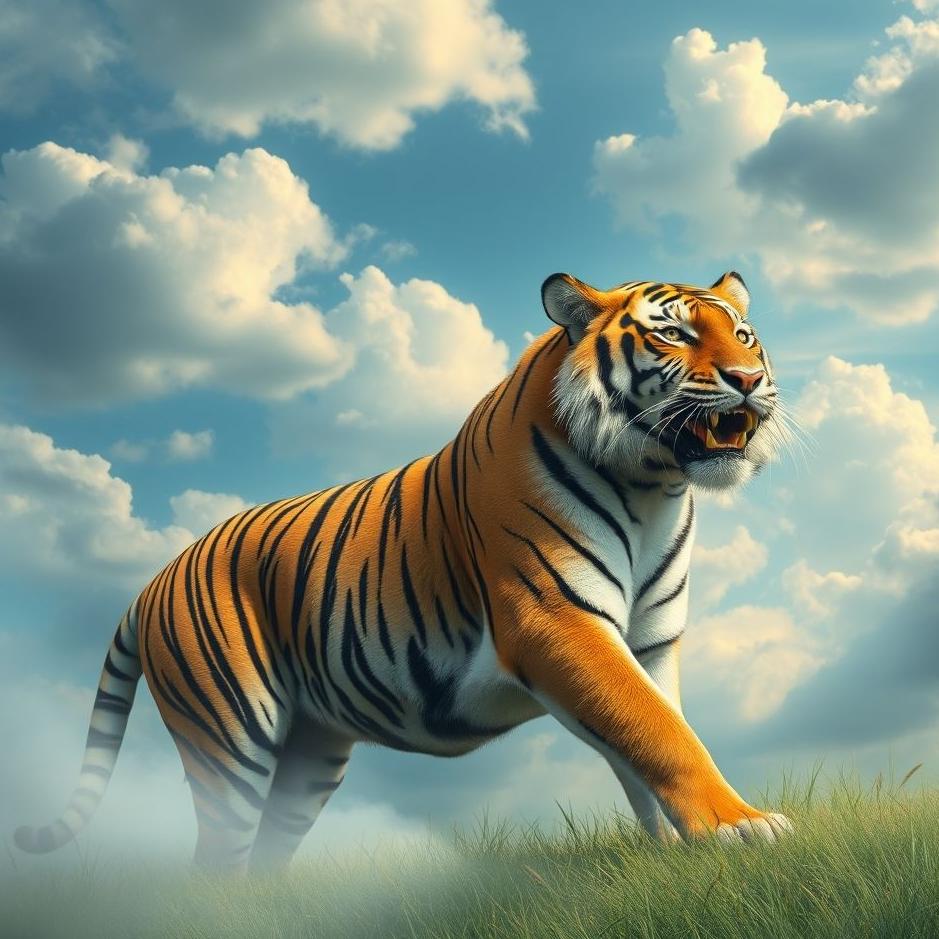 Dream : A tiger in the sky in a dream