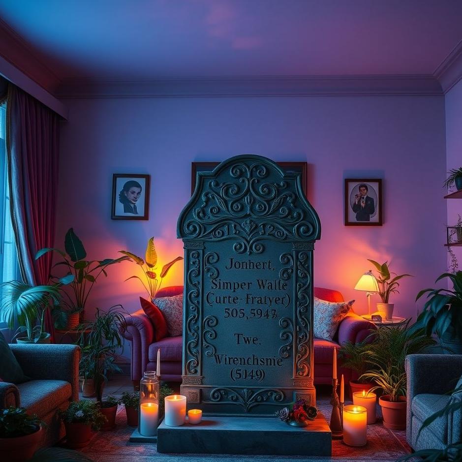 Dream : A tombstone at home in a dream