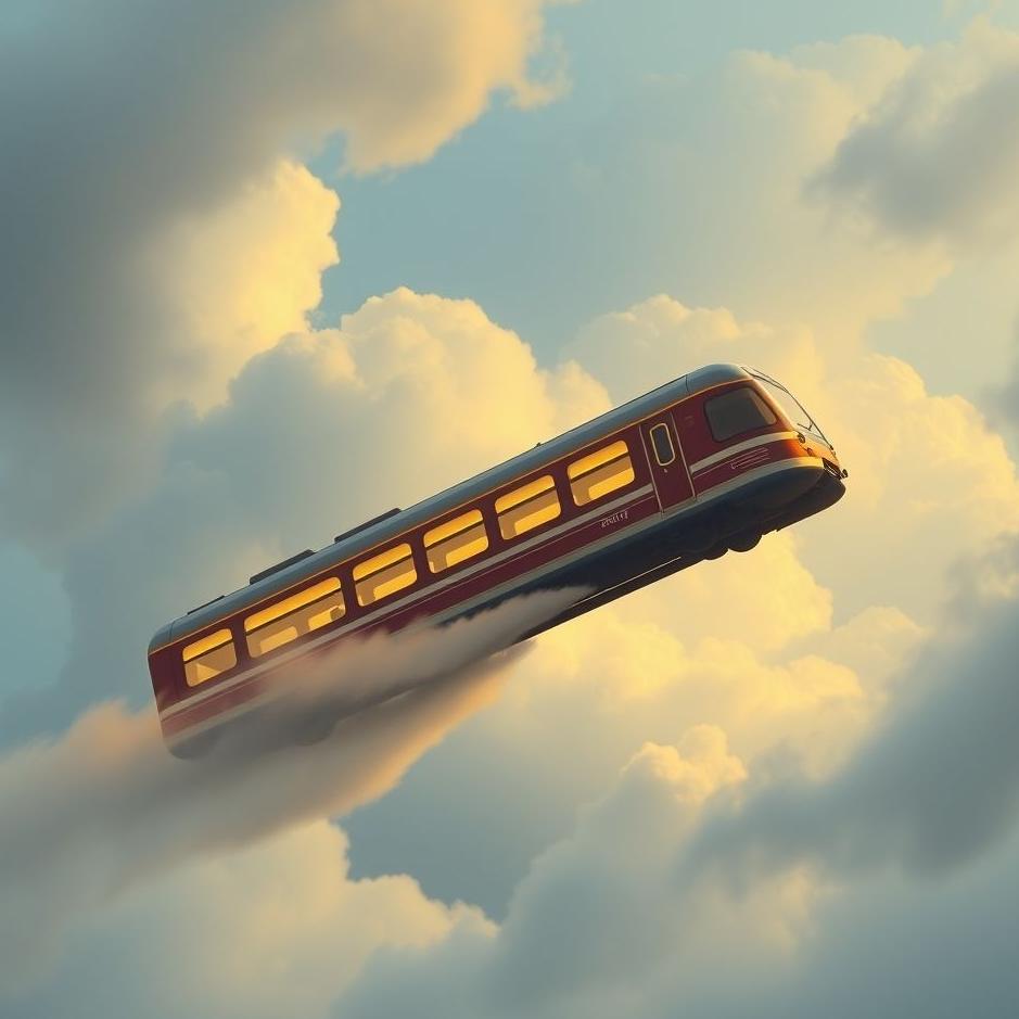 Dream : A train flying in the air in a dream