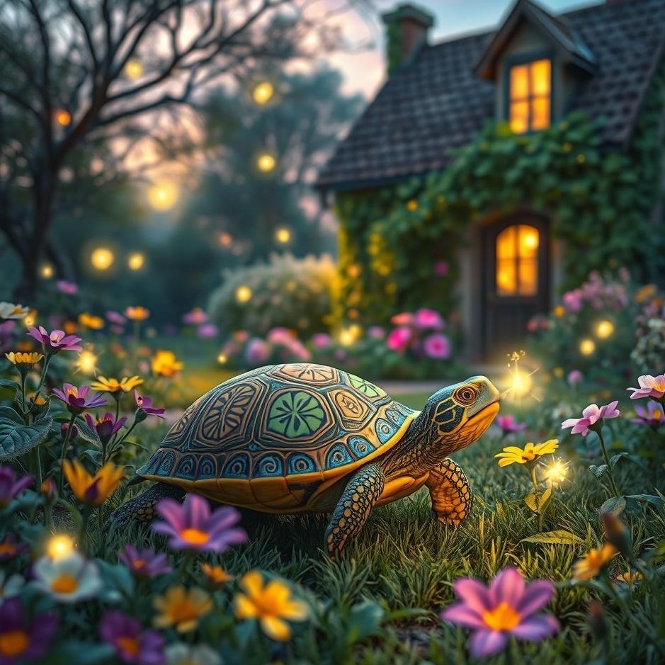 Dream : A turtle in the garden of the house in a dream