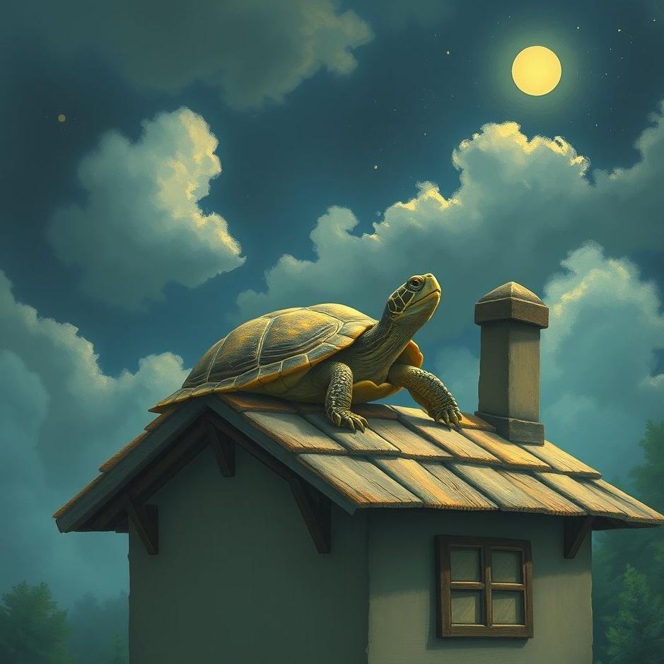 Dream : A turtle on the roof of the house in a dream
