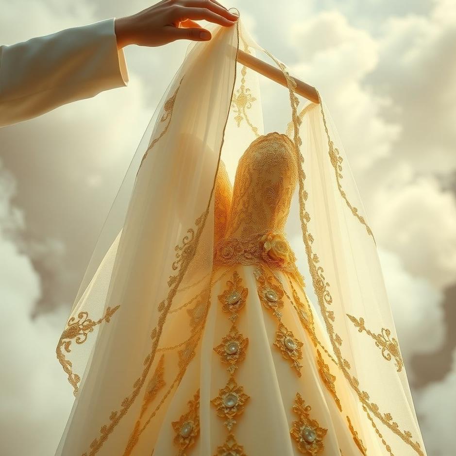 Dream : A wedding dress and gold being worn in a dream