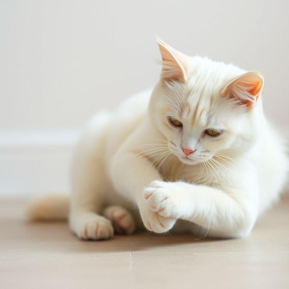 Dream : A white cat scratching 