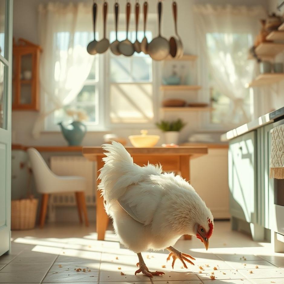 Dream : A white chicken at home in a dream