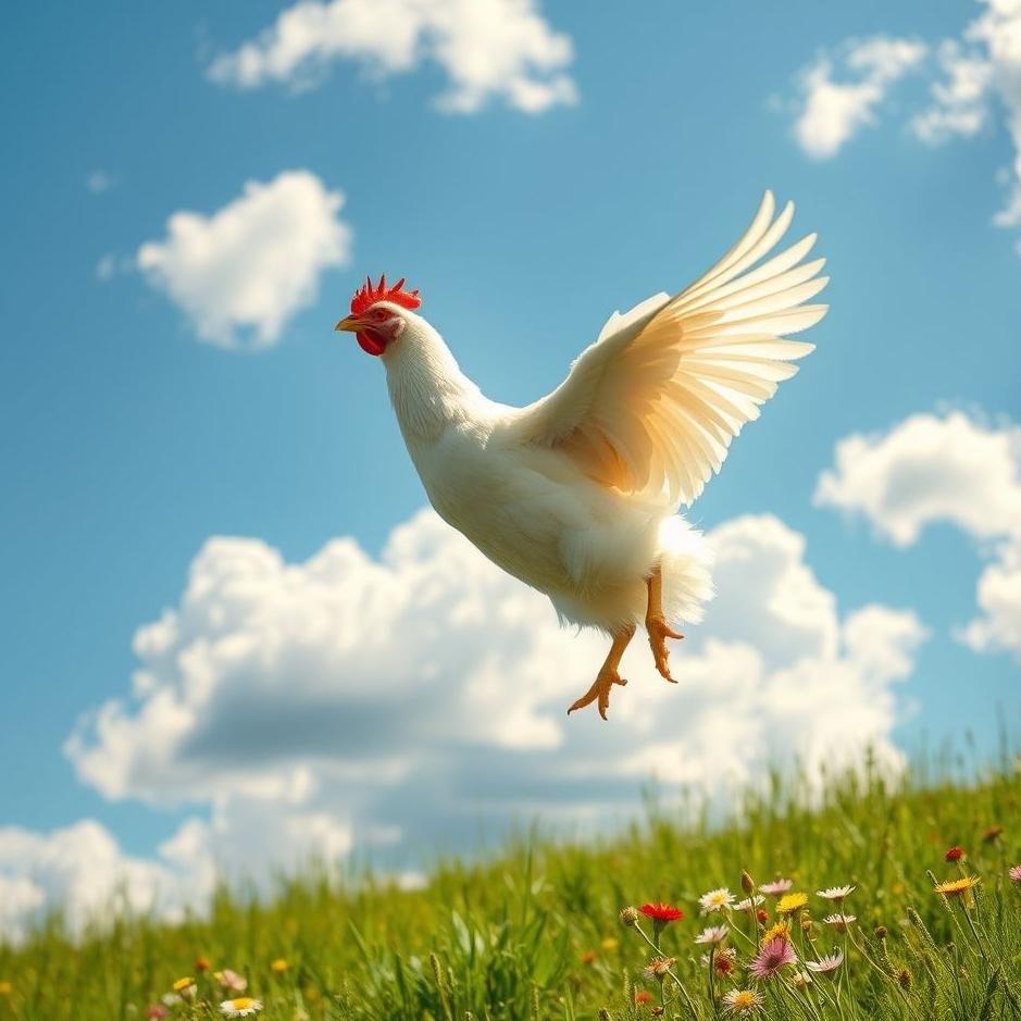 Dream : A white chicken flying 