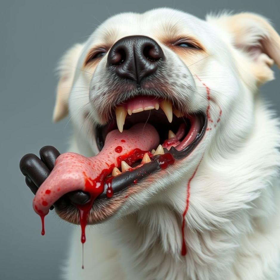 Dream : A white dog bite and bleeding 