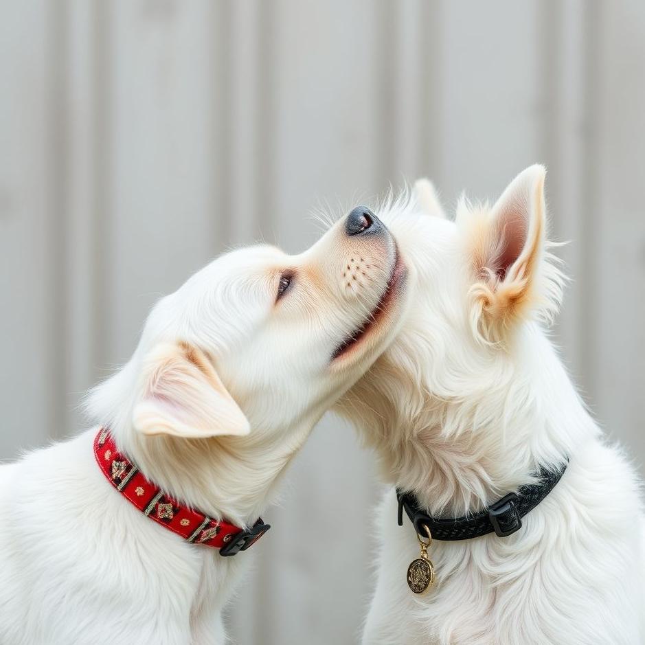 Dream : A white dog kissing you 