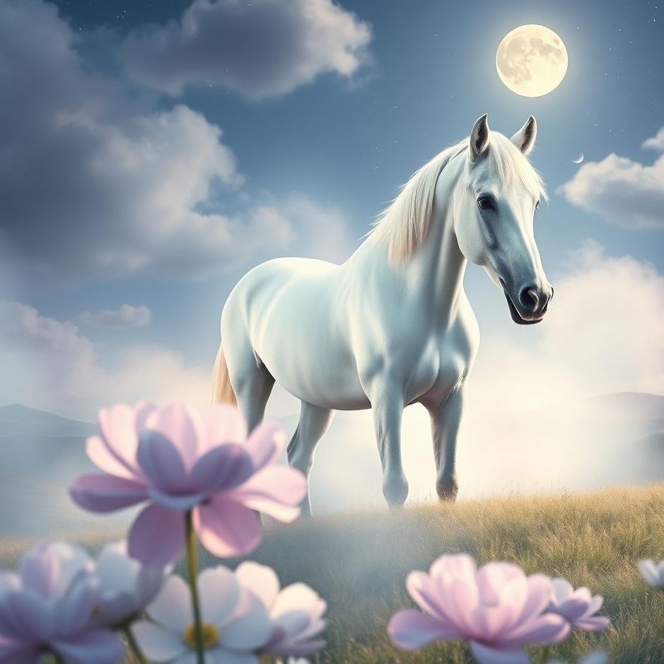 Dream : A white horse at home in a dream